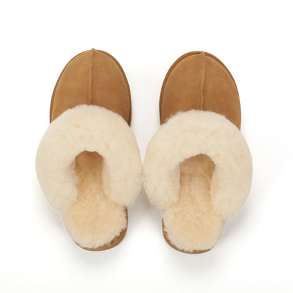 TONIVIS women's chestnut genuine leather slippers with 100% wool lining - view 1