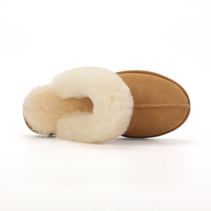 TONIVIS women's chestnut genuine leather slippers with 100% wool lining - view 2