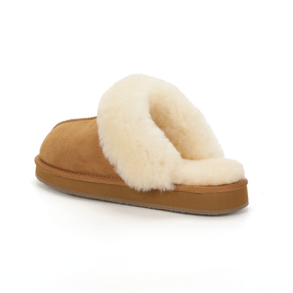 TONIVIS women's chestnut genuine leather slippers with 100% wool lining - view 4