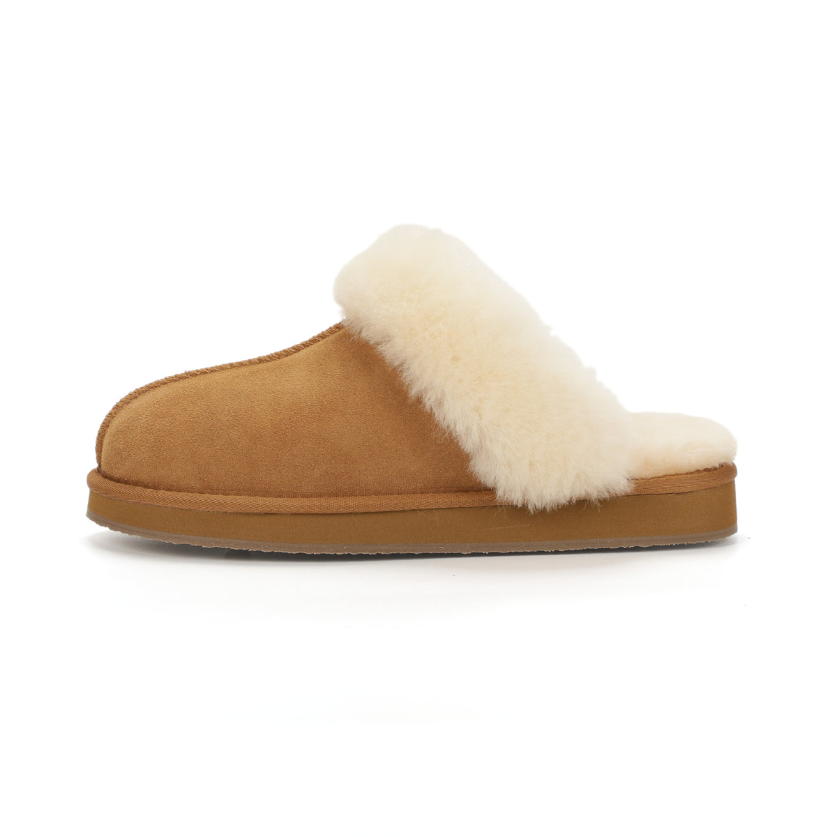 TONIVIS women's chestnut genuine leather slippers with 100% wool lining - view 5