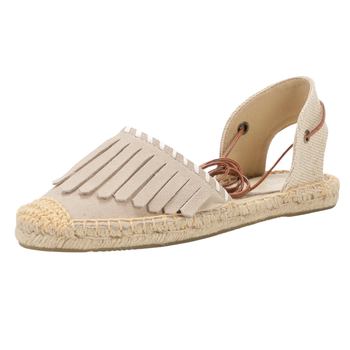 TONIVIS Women's Fringe Espadrille Flats Lace-Up Summer Sandals