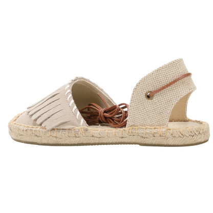 TONIVIS Women's Fringe Espadrille Flats Lace-Up Summer Sandals