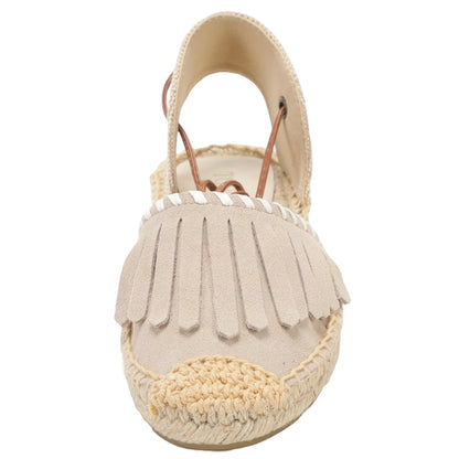 TONIVIS Women's Fringe Espadrille Flats Lace-Up Summer Sandals