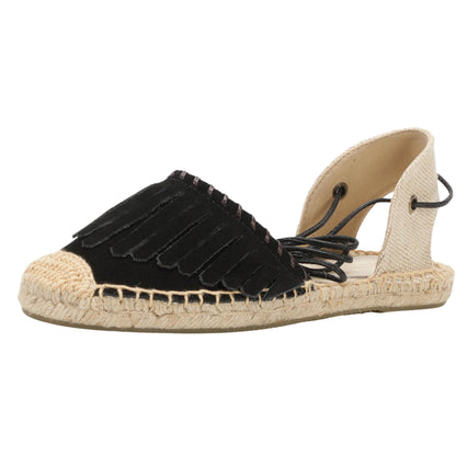 TONIVIS Women's Fringe Espadrille Flats Lace-Up Summer Sandals