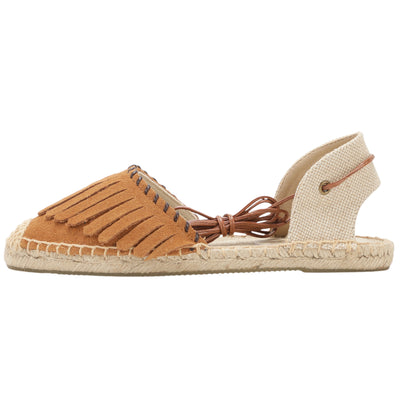 TONIVIS Women's Fringe Espadrille Flats Lace-Up Summer Sandals
