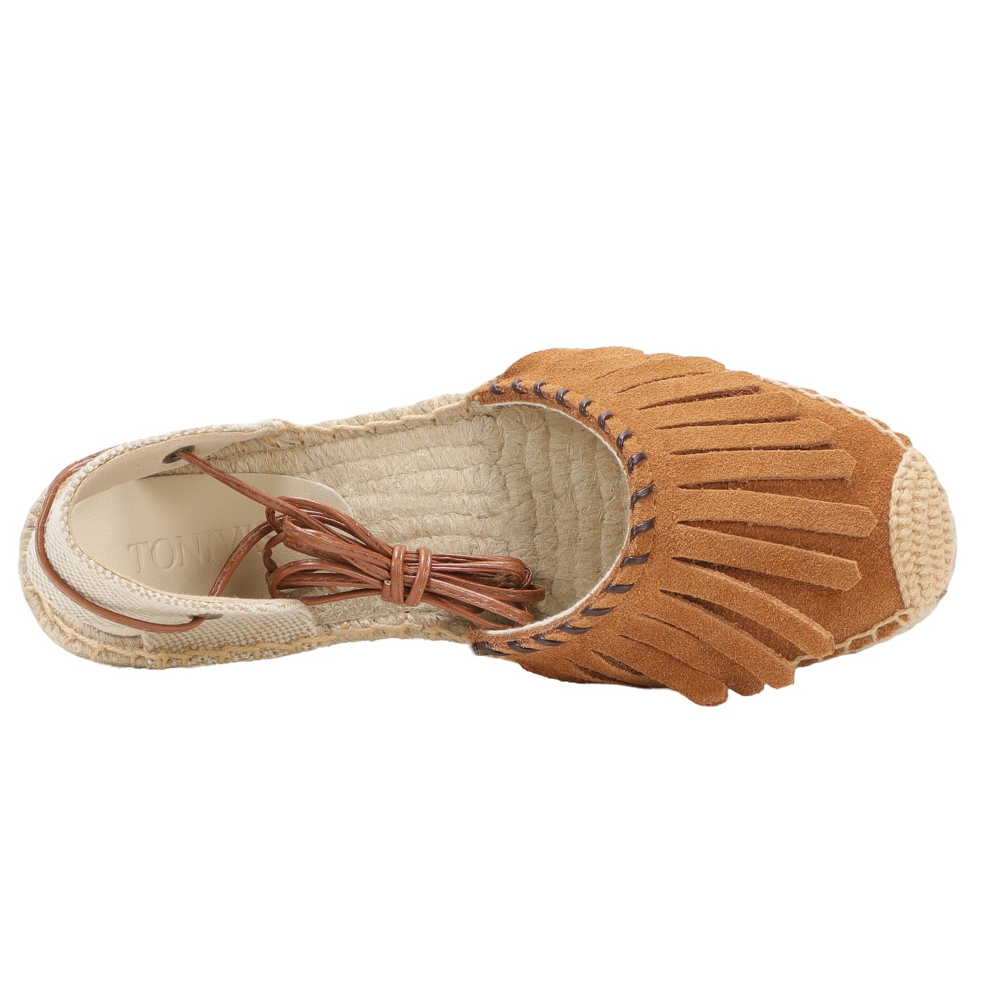 TONIVIS Women's Fringe Espadrille Flats Lace-Up Summer Sandals