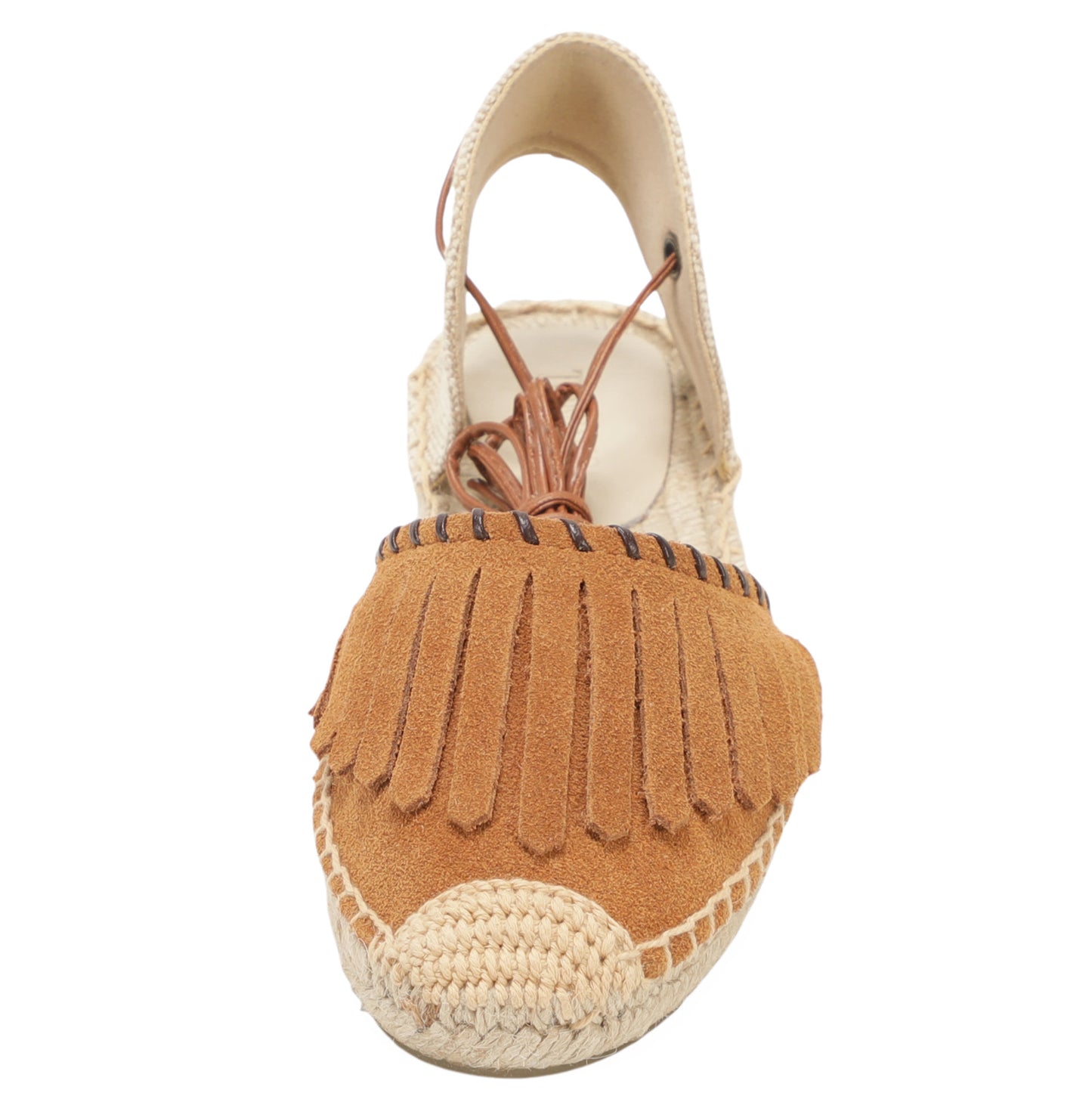 TONIVIS Women's Fringe Espadrille Flats Lace-Up Summer Sandals