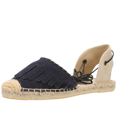 TONIVIS Women's Fringe Espadrille Flats Lace-Up Summer Sandals