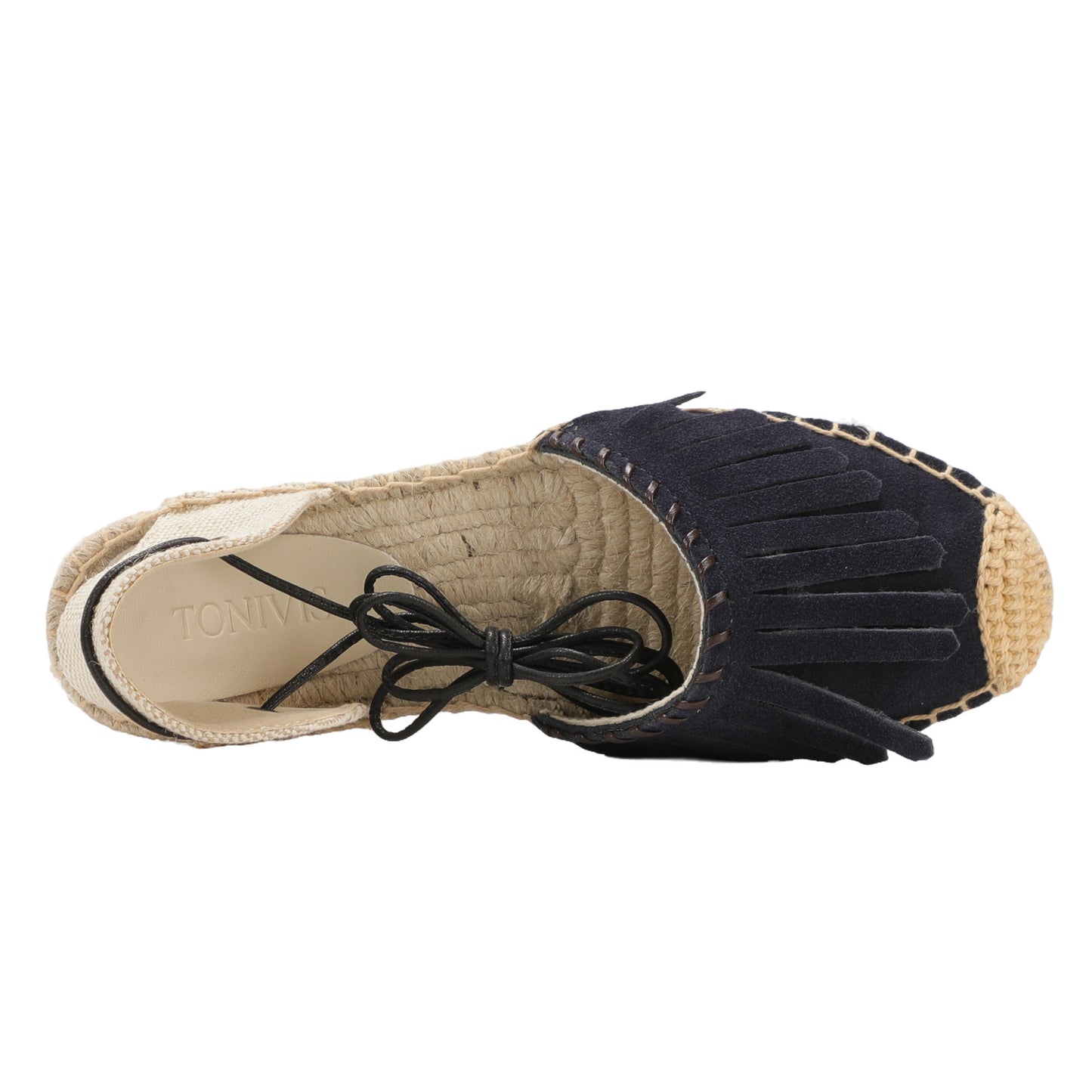TONIVIS Women's Fringe Espadrille Flats Lace-Up Summer Sandals