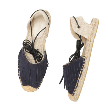 TONIVIS Women's Fringe Espadrille Flats Lace-Up Summer Sandals