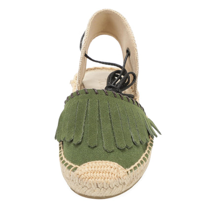 TONIVIS Women's Fringe Espadrille Flats Lace-Up Summer Sandals