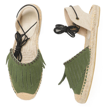 TONIVIS Women's Fringe Espadrille Flats Lace-Up Summer Sandals