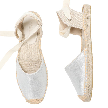 TONIVIS Women's Leather Espadrille Flats
