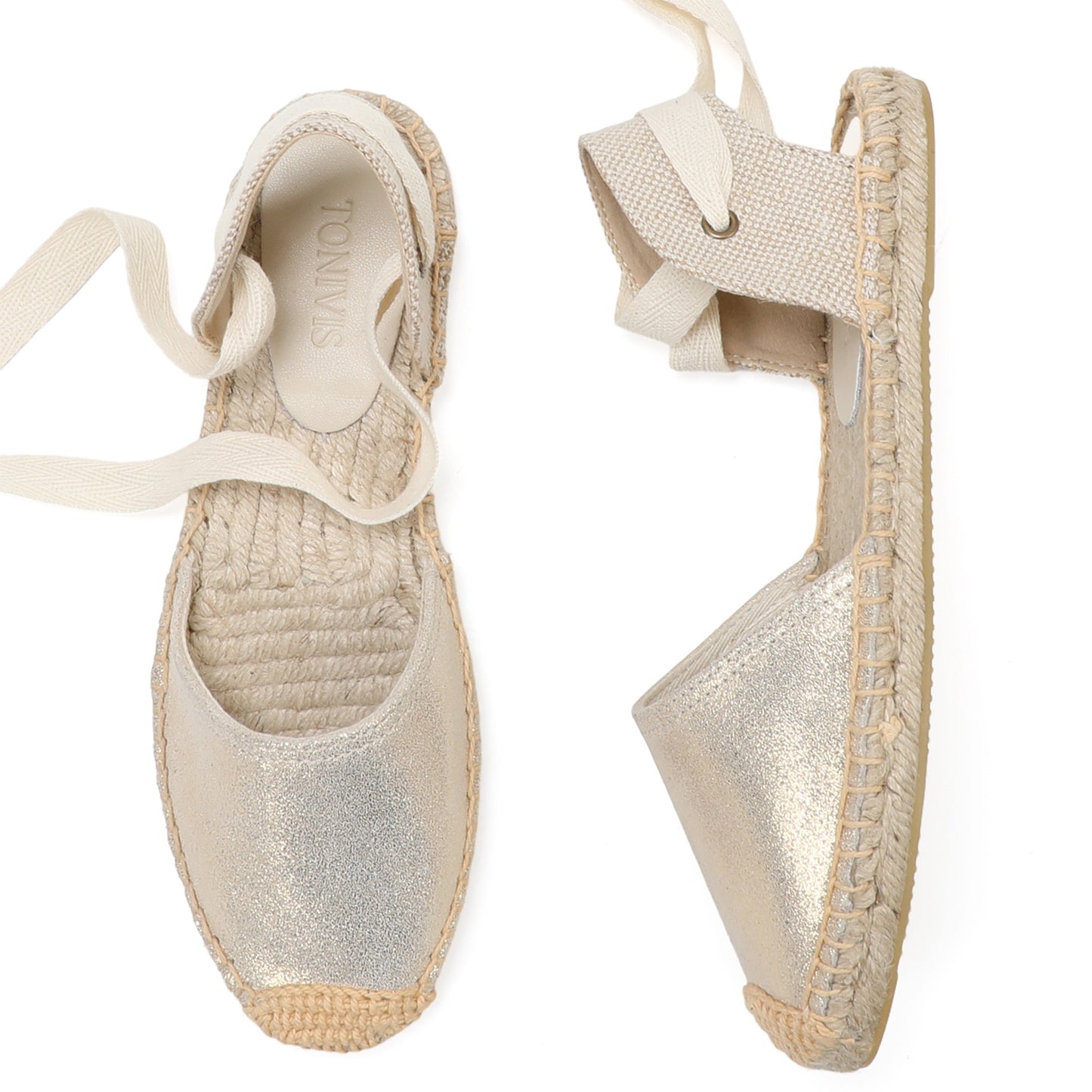 TONIVIS Women's Leather Espadrille Flats