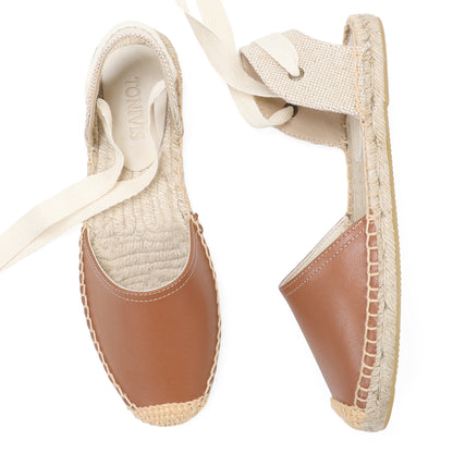 TONIVIS Women's Leather Espadrille Flats