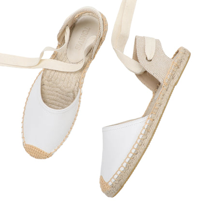 TONIVIS Women's Leather Espadrille Flats