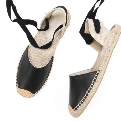 TONIVIS Women's Leather Espadrille Flats