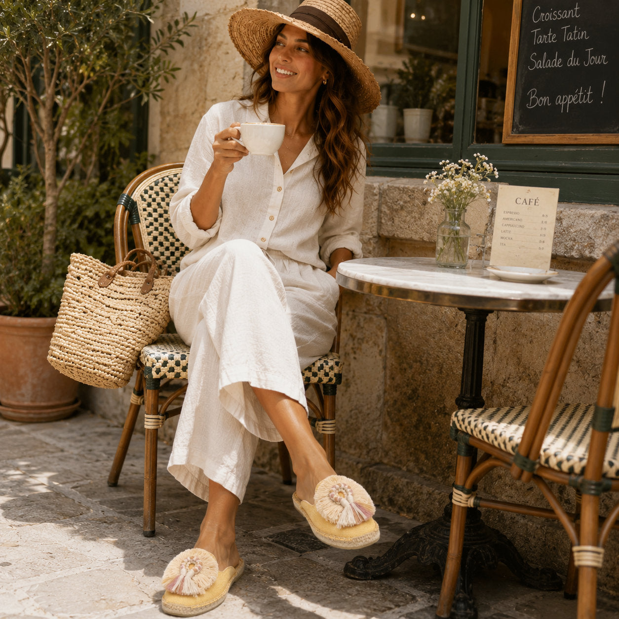 Women's Bohemian Pom Pom Mule Espadrilles