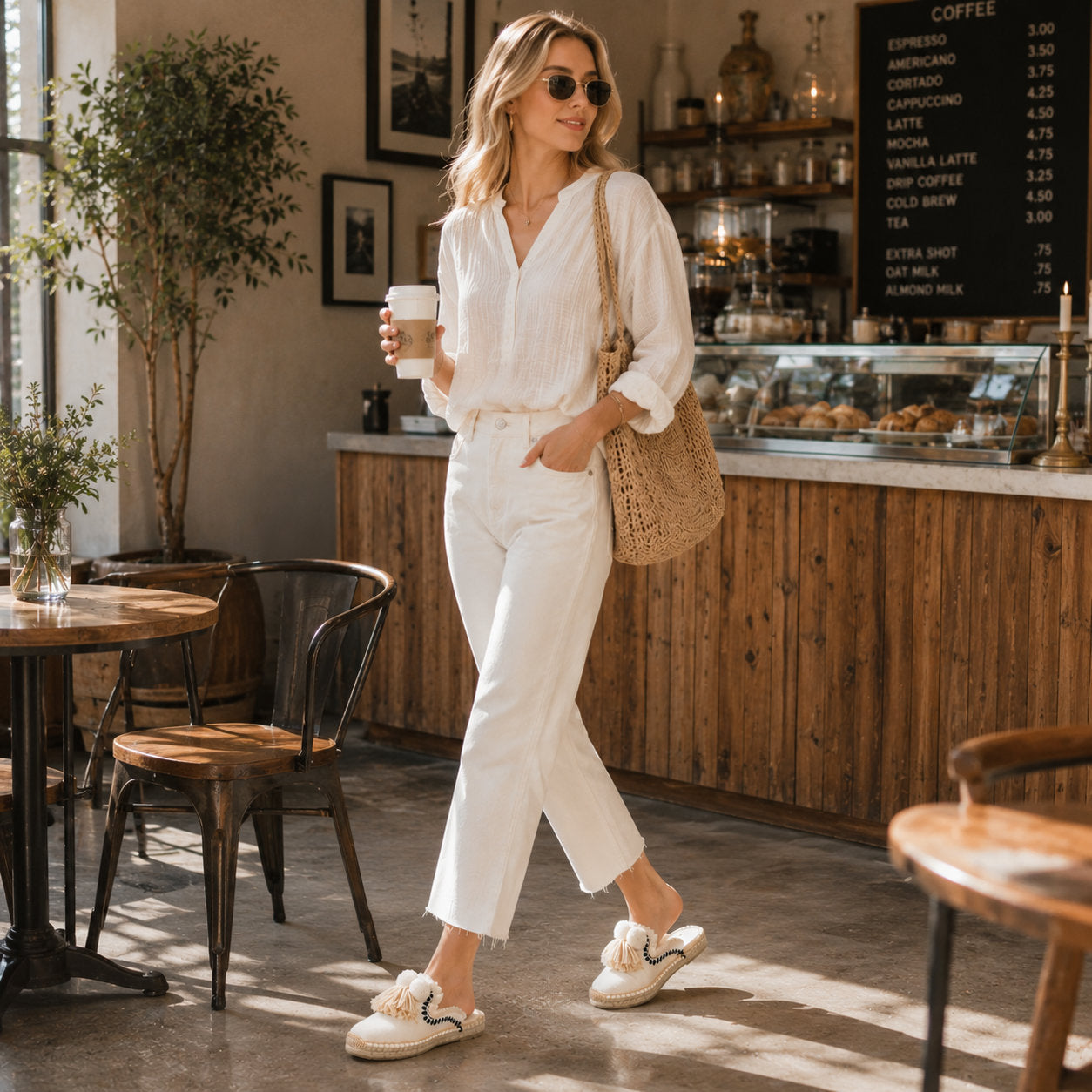 Women's Bohemian Pom Pom Mule Espadrilles