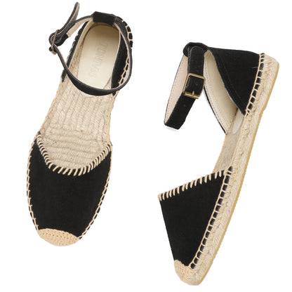 Women's Suede Ankle Strap Espadrille Sandals | Summer Flat Shoes
