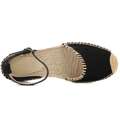 Women's Suede Ankle Strap Espadrille Sandals | Summer Flat Shoes