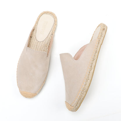 Women's Suede Espadrille Mule Flats | Comfortable Summer Slip-On Shoes
