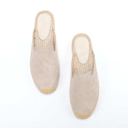 Women's Suede Espadrille Mule Flats | Comfortable Summer Slip-On Shoes