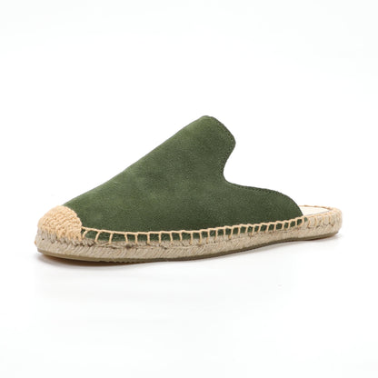 Women's Suede Espadrille Mule Flats | Comfortable Summer Slip-On Shoes