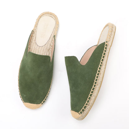 Women's Suede Espadrille Mule Flats | Comfortable Summer Slip-On Shoes