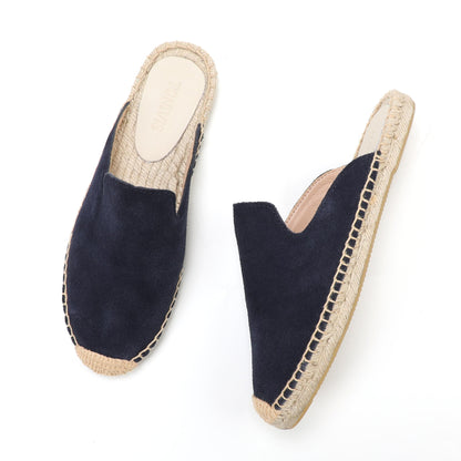 Women's Suede Espadrille Mule Flats | Comfortable Summer Slip-On Shoes