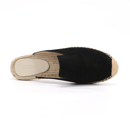 Women's Suede Espadrille Mule Flats | Comfortable Summer Slip-On Shoes