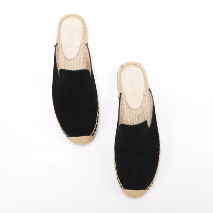 Women's Suede Espadrille Mule Flats | Comfortable Summer Slip-On Shoes