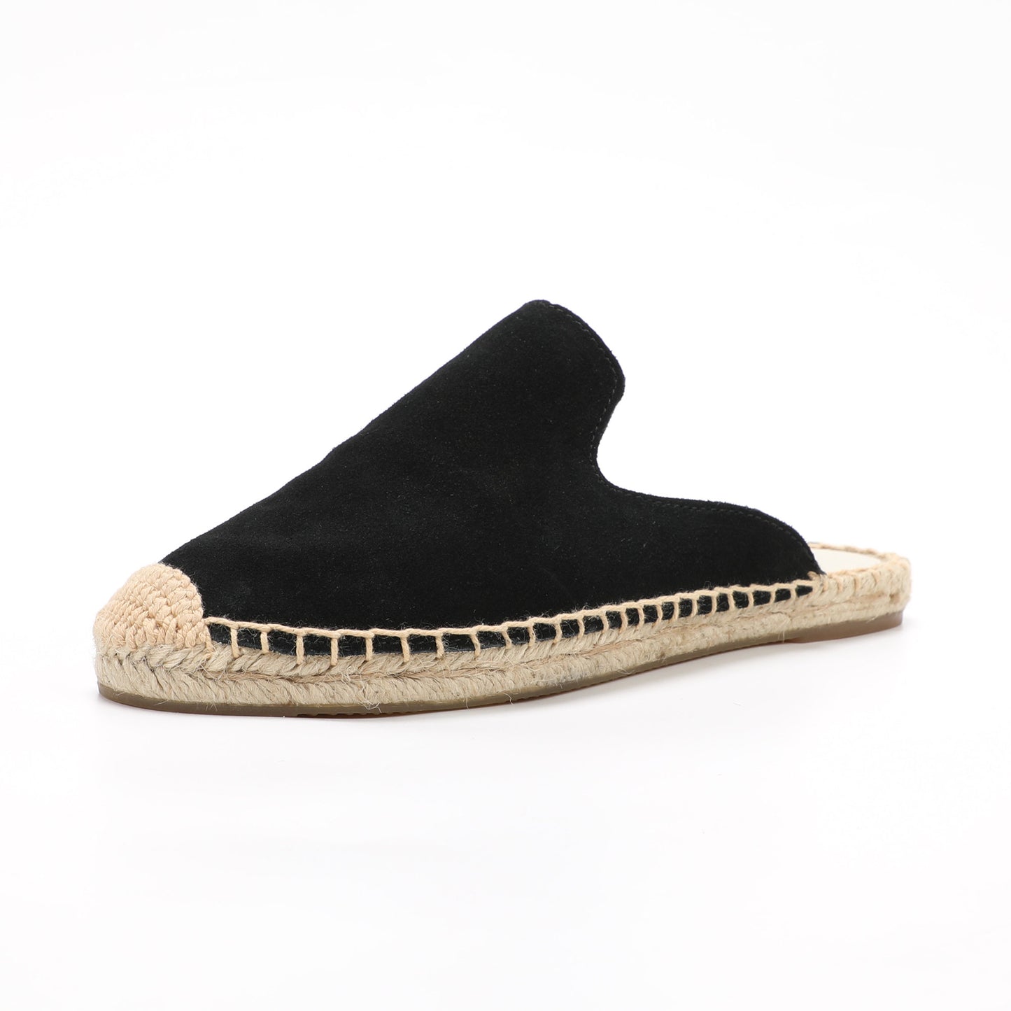 Women's Suede Espadrille Mule Flats | Comfortable Summer Slip-On Shoes