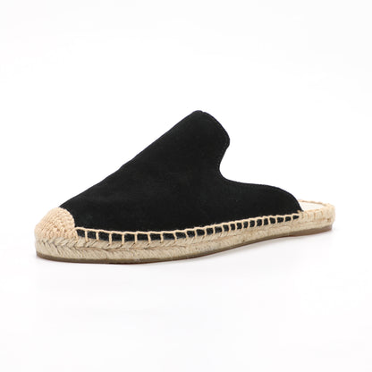 Women's Suede Espadrille Mule Flats | Comfortable Summer Slip-On Shoes