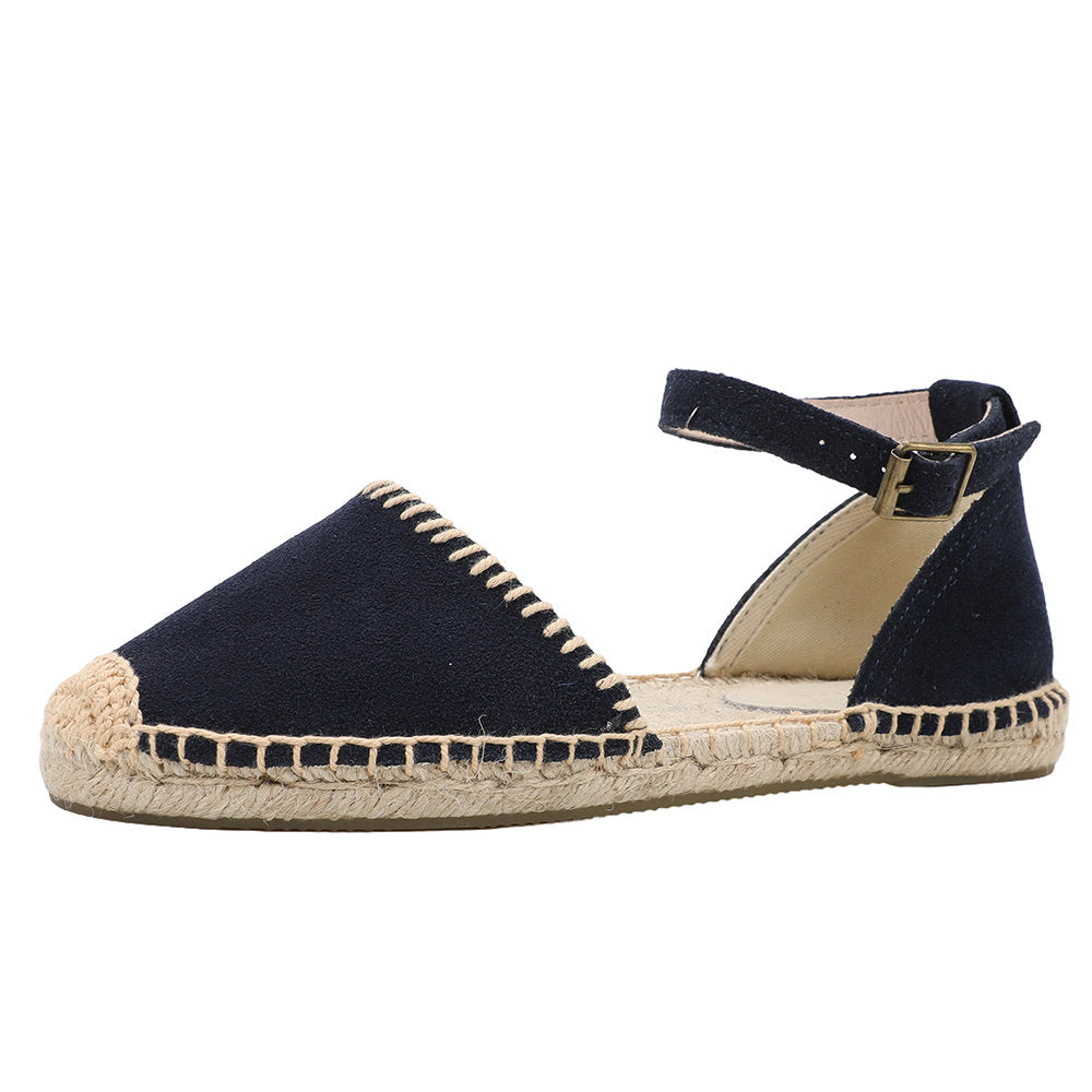 Women's Suede Ankle Strap Espadrille Sandals | Summer Flat Shoes