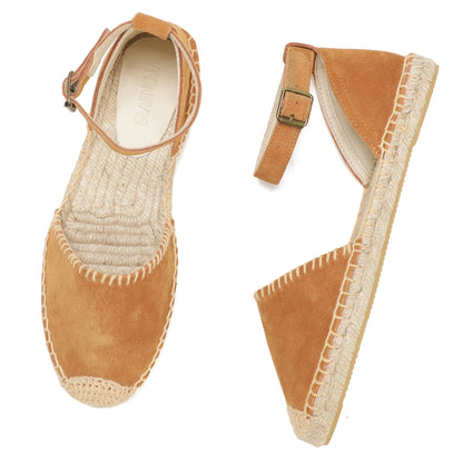 Women's Suede Ankle Strap Espadrille Sandals | Summer Flat Shoes