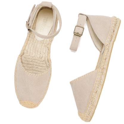 Women's Suede Ankle Strap Espadrille Sandals | Summer Flat Shoes