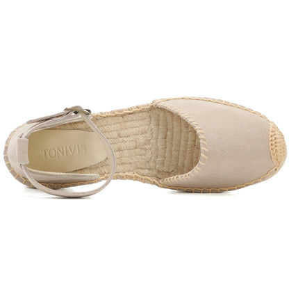 Women's Suede Ankle Strap Espadrille Sandals | Summer Flat Shoes