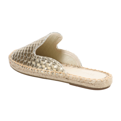 Women's Handwoven Leather Mule Espadrilles | Summer Slip-On Flats