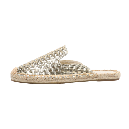 Women's Handwoven Leather Mule Espadrilles | Summer Slip-On Flats