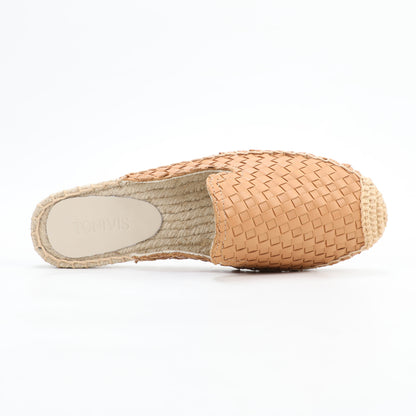 Women's Handwoven Leather Mule Espadrilles | Summer Slip-On Flats
