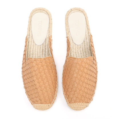 Women's Handwoven Leather Mule Espadrilles | Summer Slip-On Flats