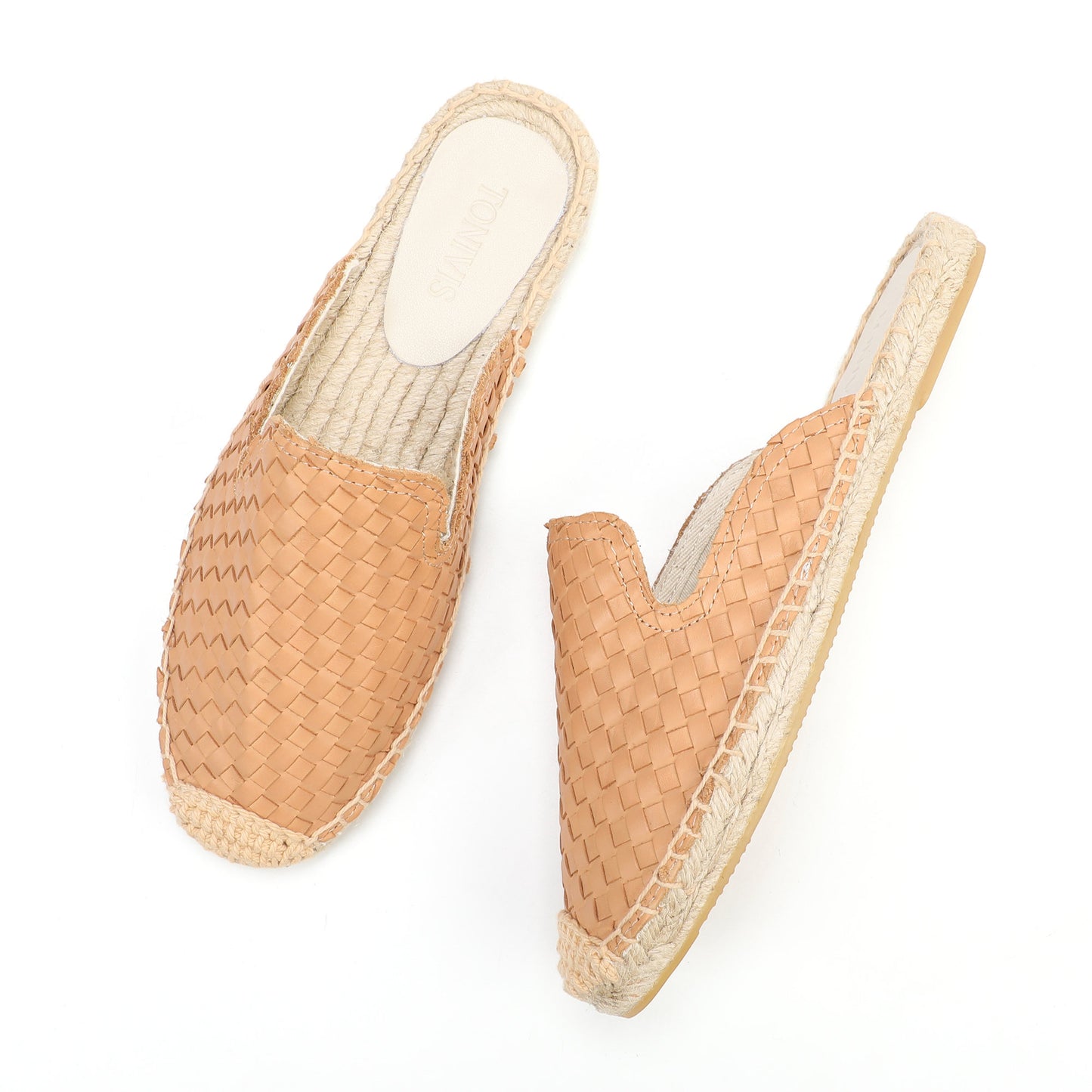 Women's Handwoven Leather Mule Espadrilles | Summer Slip-On Flats
