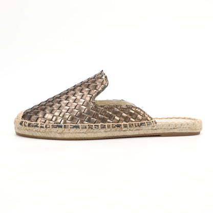 Women's Handwoven Leather Mule Espadrilles | Summer Slip-On Flats