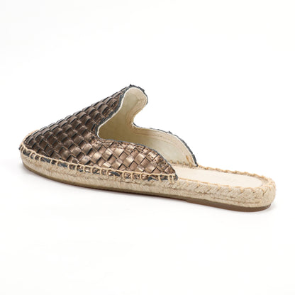 Women's Handwoven Leather Mule Espadrilles | Summer Slip-On Flats