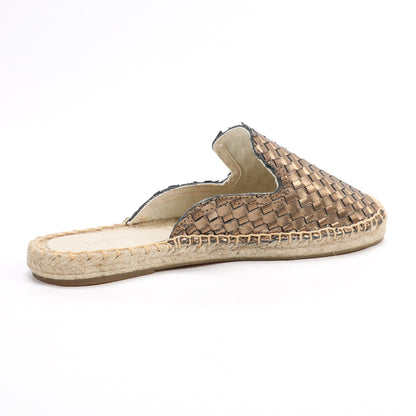Women's Handwoven Leather Mule Espadrilles | Summer Slip-On Flats