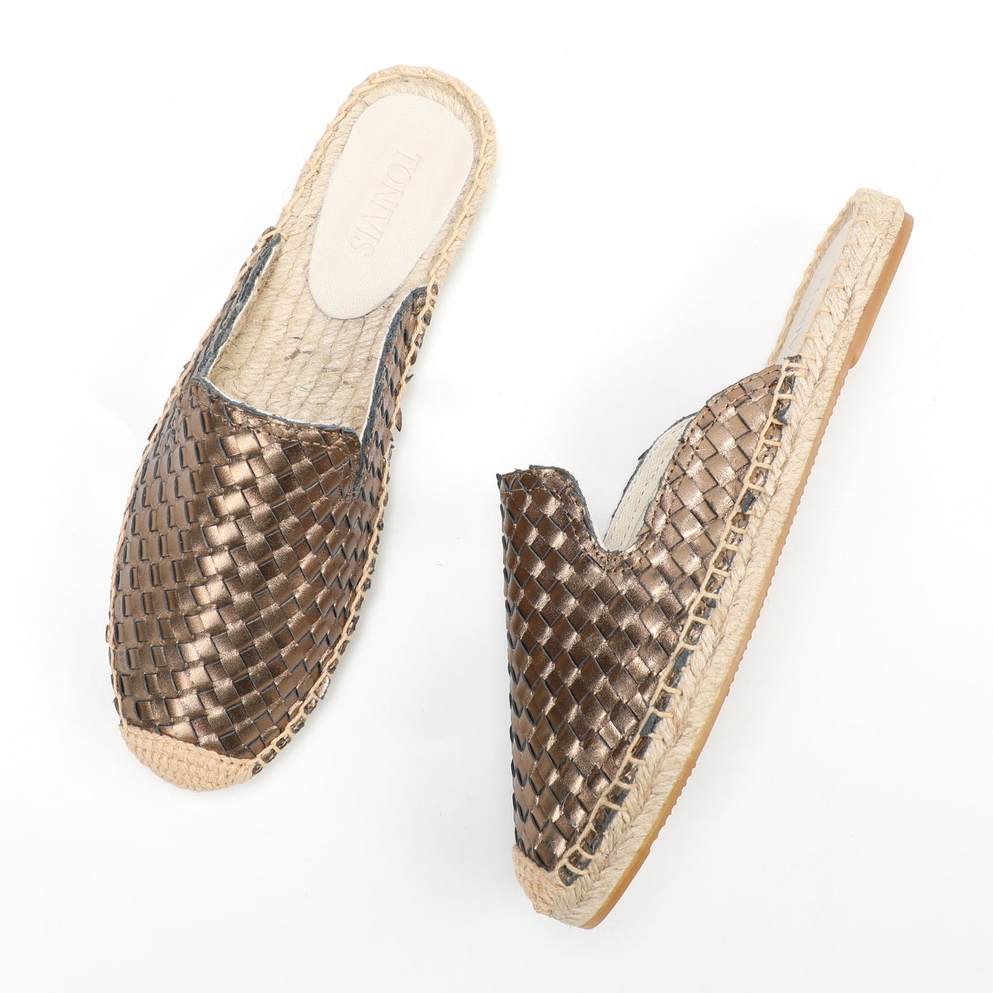 Women's Handwoven Leather Mule Espadrilles | Summer Slip-On Flats
