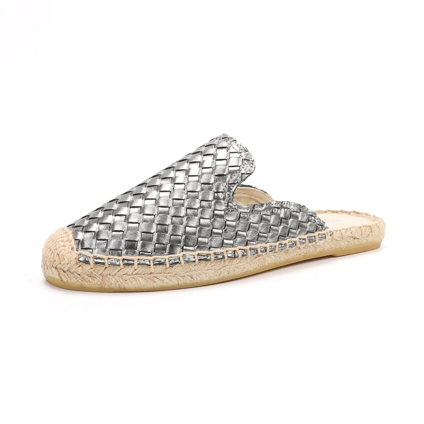 Women's Handwoven Leather Mule Espadrilles | Summer Slip-On Flats