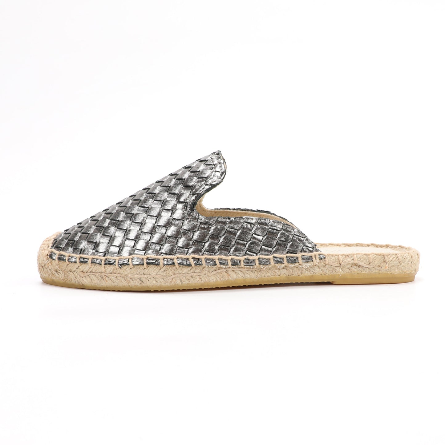 Women's Handwoven Leather Mule Espadrilles | Summer Slip-On Flats