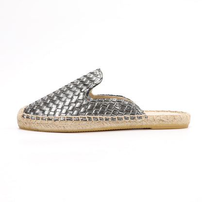 Women's Handwoven Leather Mule Espadrilles | Summer Slip-On Flats